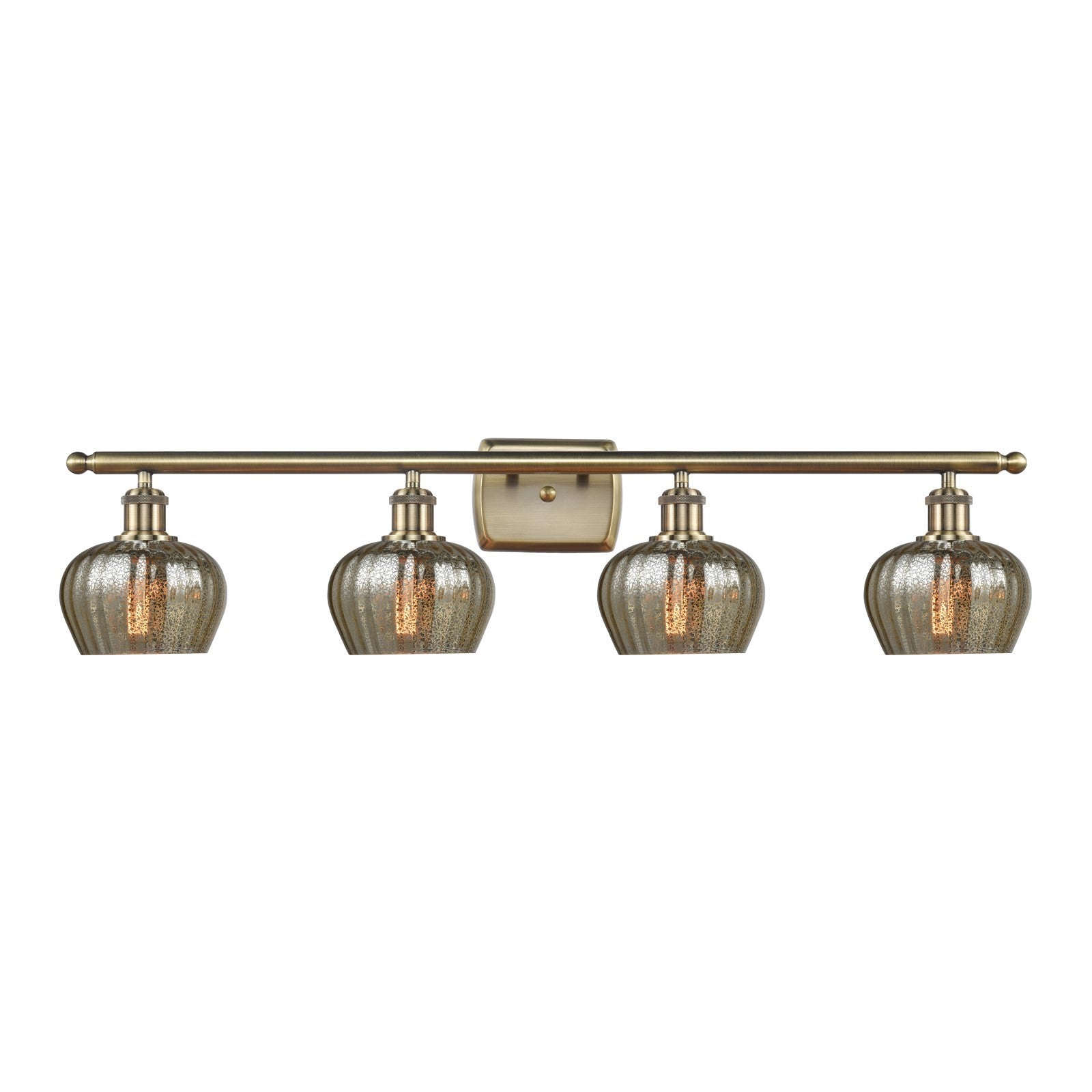 Innovations Fenton 37in 4-Light Bath Vanity Light | Industrial Antique Brass and Mercury Glass | Bathroom Vanity | 36.5 x 8.5 x 7.38 | Model 516-4W-AB-G96