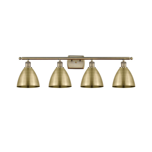 Innovations Bristol 38in 4-Light Bath Vanity Light | Industrial Antique Brass and Metal Shade | Bathroom Vanity | 37.5 x | Model 516-4W-AB-MBD-75-AB-LED