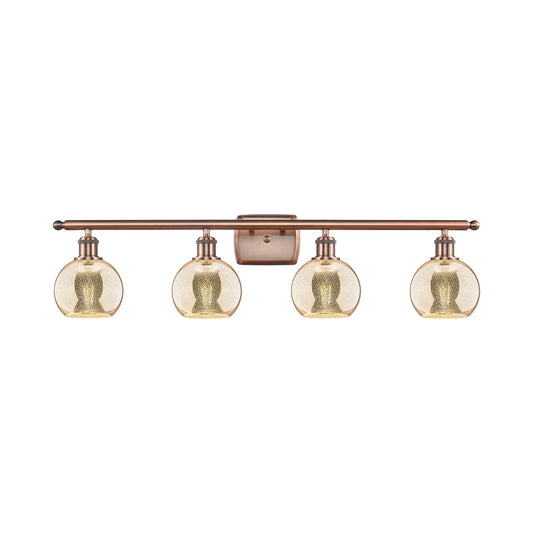 Innovations Athens 36in 4-Light Bath Vanity | Industrial Antique Copper Steel and Mercury Glass | Bathroom Vanity Light | 35.88 x | Model 516-4W-AC-G128-6