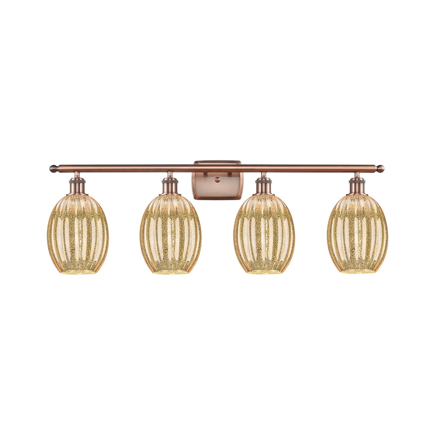 Innovations Preston Bulb 36in 4-Light Bath Vanity Light | Industrial Antique Copper Steel and Mercury Glass | Bathroom Vanity | Model 516-4W-AC-G459-6ME