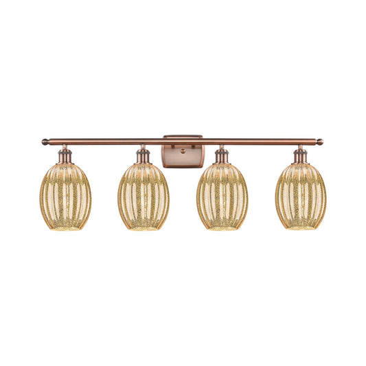 Innovations Preston Bulb 36in 4-Light Bath Vanity Light | Industrial Antique Copper Steel and Mercury Glass | Bathroom Vanity | Model 516-4W-AC-G459-6ME
