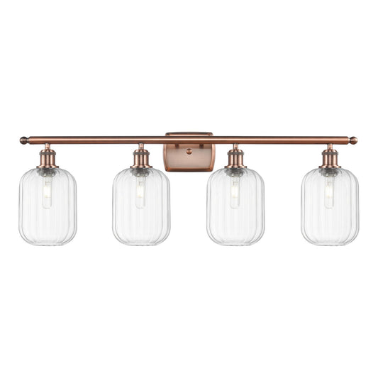 Innovations Preston Cylinder 37in 4-Light Bath Vanity | Industrial Antique Copper Steel and Clear Glass | Bathroom Vanity & | Model 516-4W-AC-G460-7CL