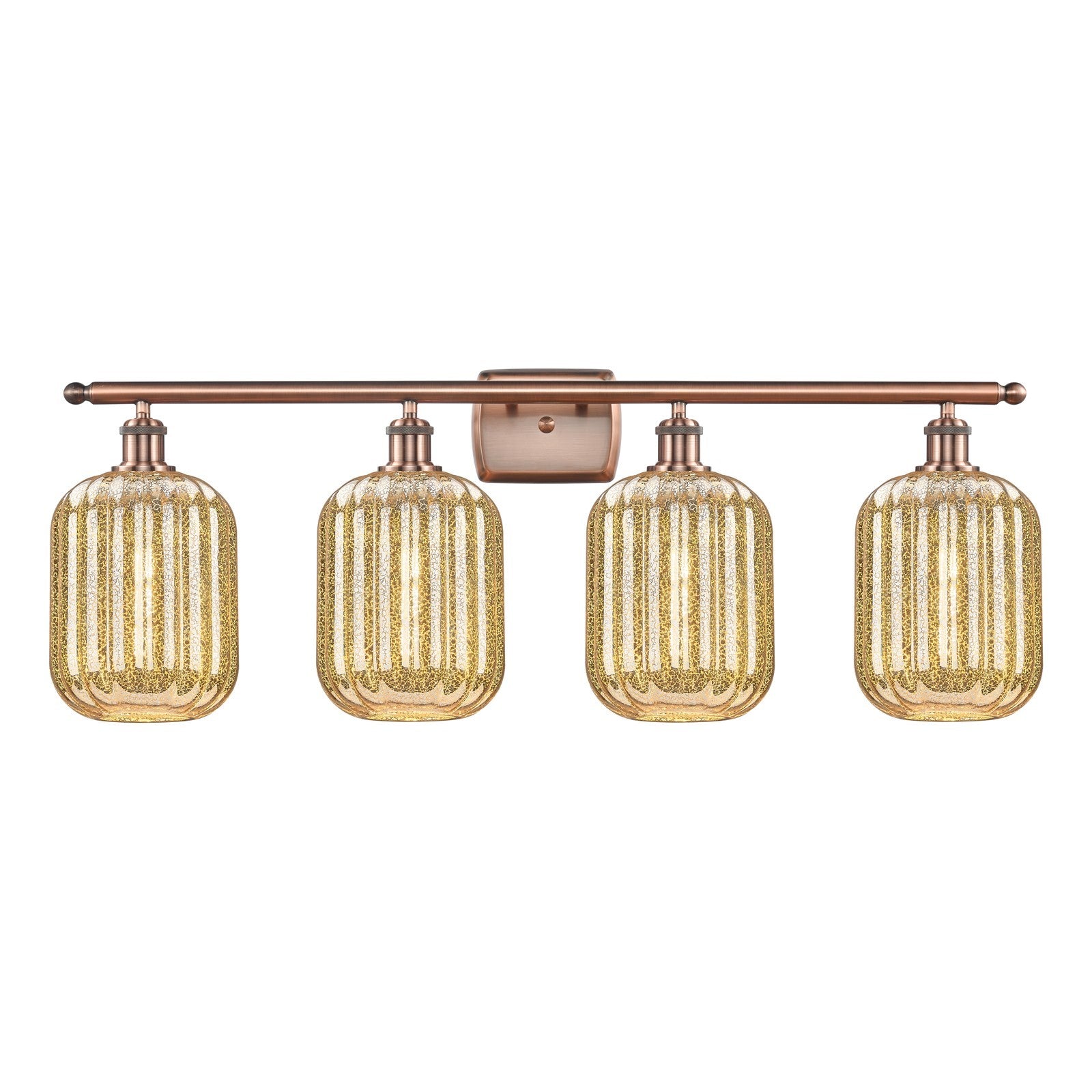 Innovations Preston Cylinder 37in 4-Light Bath Vanity | Industrial Antique Copper Steel and Mercury Glass | Bathroom Vanity | Model 516-4W-AC-G460-7ME