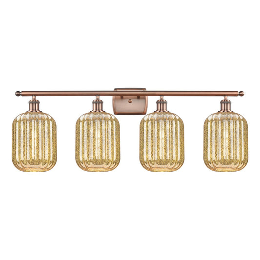 Innovations Preston Cylinder 37in 4-Light Bath Vanity | Industrial Antique Copper Steel and Mercury Glass | Bathroom Vanity | Model 516-4W-AC-G460-7ME