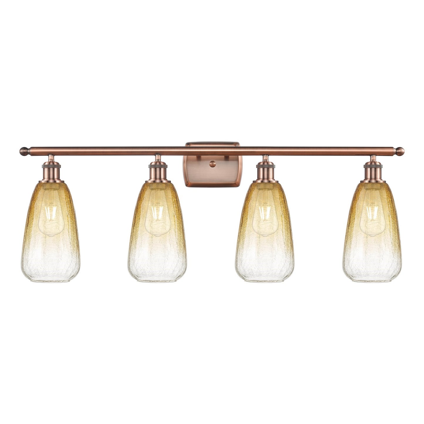 Innovations Brookhaven Almond 36in 4-Light Bath Vanity Light | Industrial Antique Copper and Amber Glass | Bathroom Vanity | 36 | Model 516-4W-AC-G480-6AM