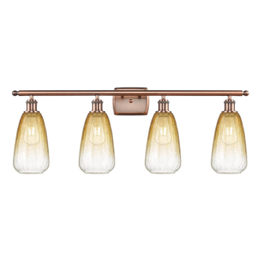 Innovations Brookhaven Almond 36in 4-Light Bath Vanity Light | Industrial Antique Copper and Amber Glass | Bathroom Vanity | 36 | Model 516-4W-AC-G480-6AM
