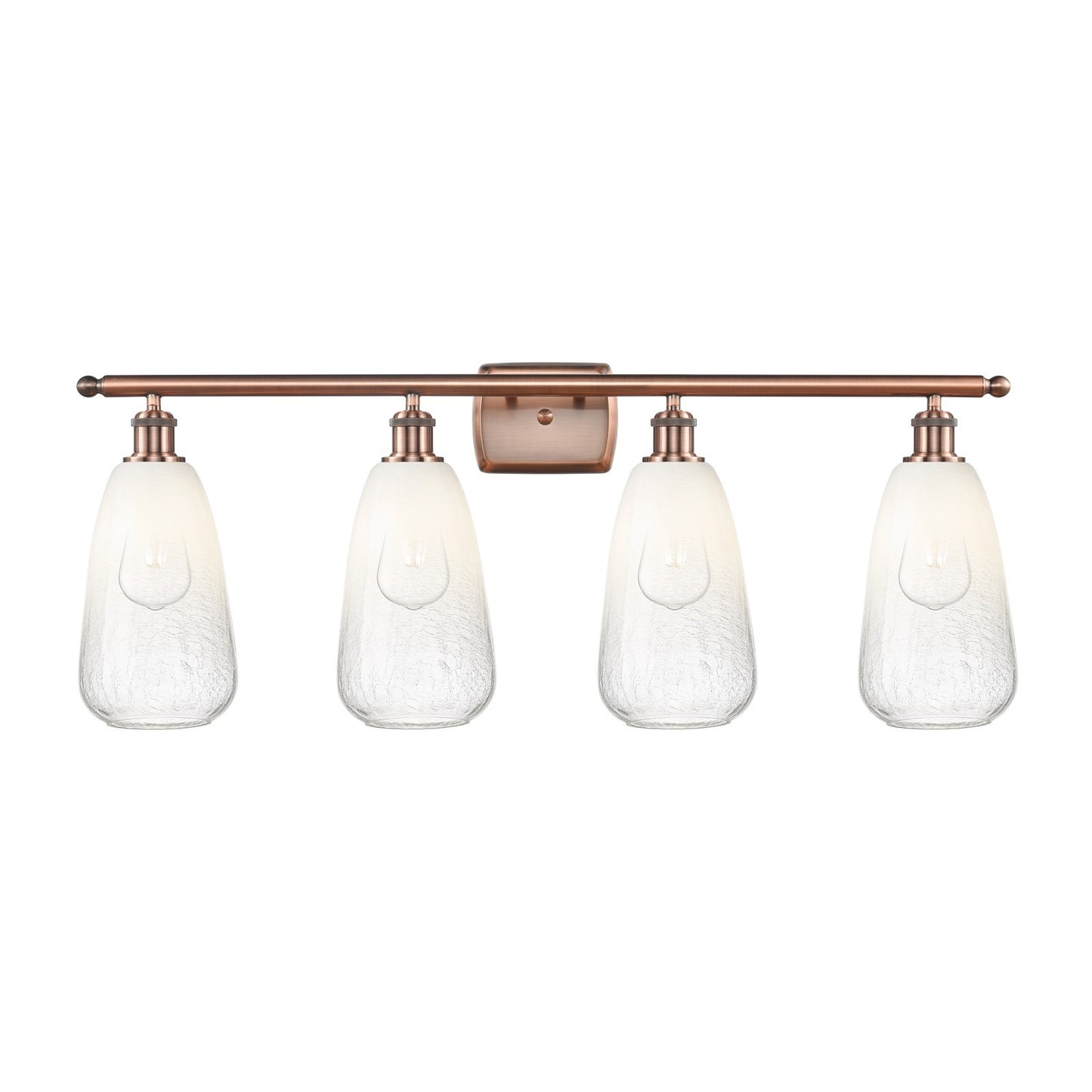 Innovations Brookhaven Almond 36in 4-Light Bath Vanity | Industrial Modern Antique Copper Steel and Opal Glass | Bathroom | Model 516-4W-AC-G480-6OP