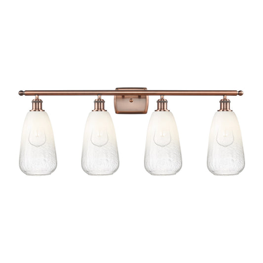 Innovations Brookhaven Almond 36in 4-Light Bath Vanity | Industrial Modern Antique Copper Steel and Opal Glass | Bathroom | Model 516-4W-AC-G480-6OP