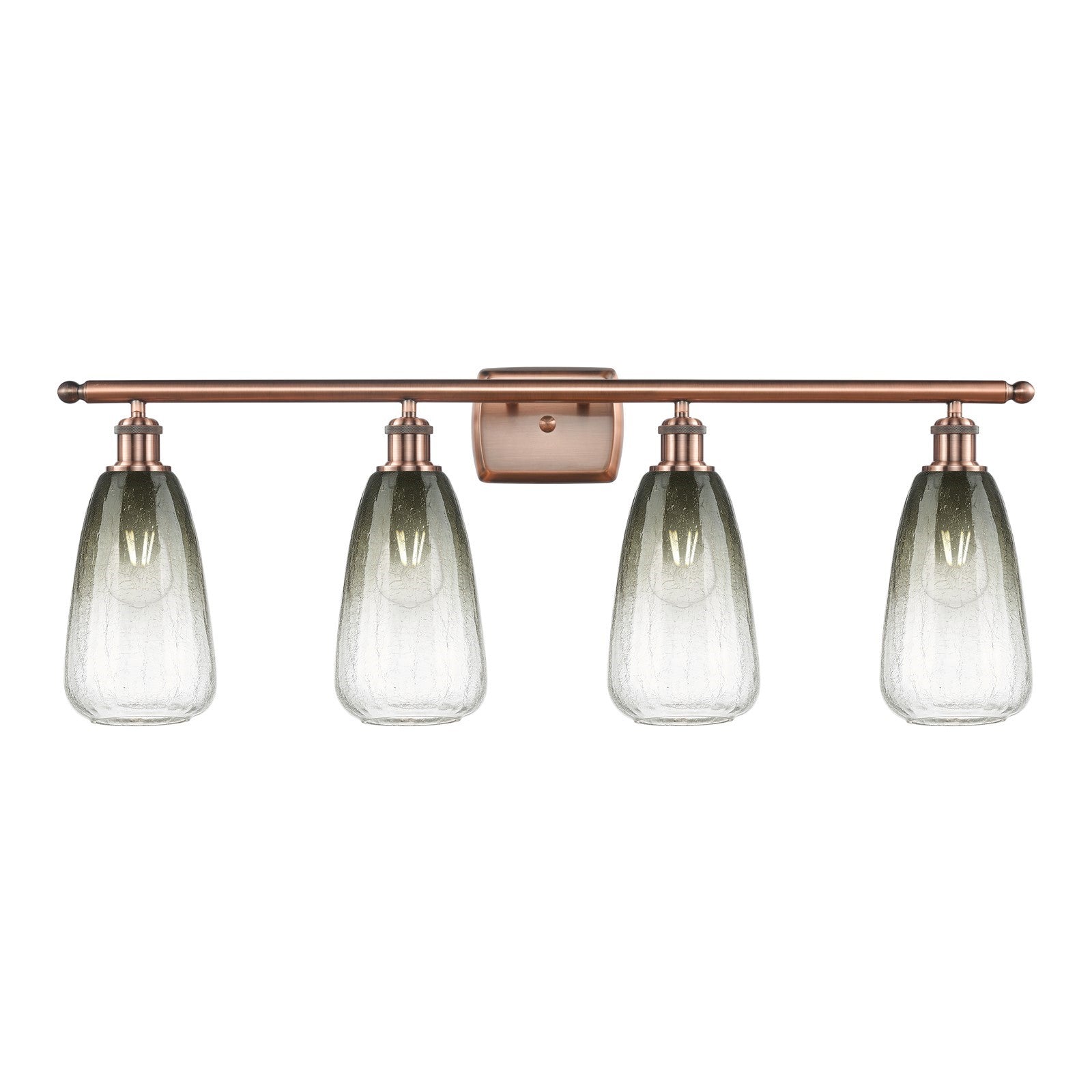 Innovations Brookhaven Almond 36in 4-Light Bath Vanity Light | Industrial Antique Copper Steel and Slate Glass | Bathroom | Model 516-4W-AC-G480-6SL