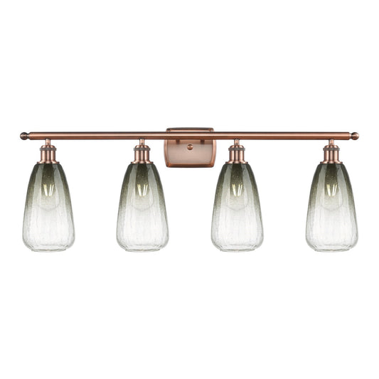 Innovations Brookhaven Almond 36in 4-Light Bath Vanity Light | Industrial Antique Copper Steel and Slate Glass | Bathroom | Model 516-4W-AC-G480-6SL