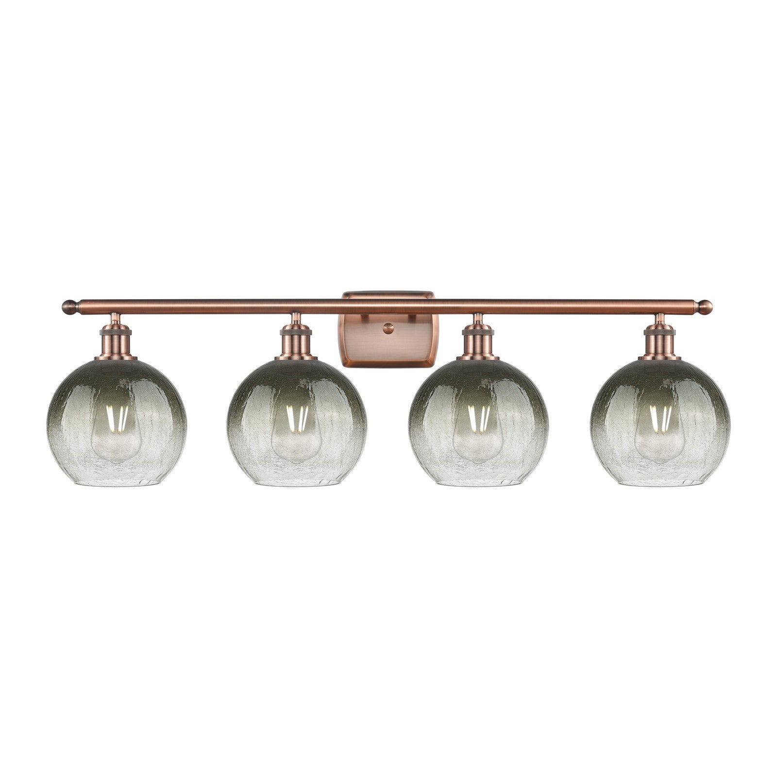Innovations Brookhaven Globe 38in 4-Light Bath Vanity Light | Industrial Antique Copper and Slate Glass | Bathroom Vanity | Model 516-4W-AC-G483-8SL