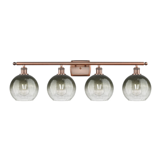 Innovations Brookhaven Globe 38in 4-Light Bath Vanity Light | Industrial Antique Copper and Slate Glass | Bathroom Vanity | Model 516-4W-AC-G483-8SL