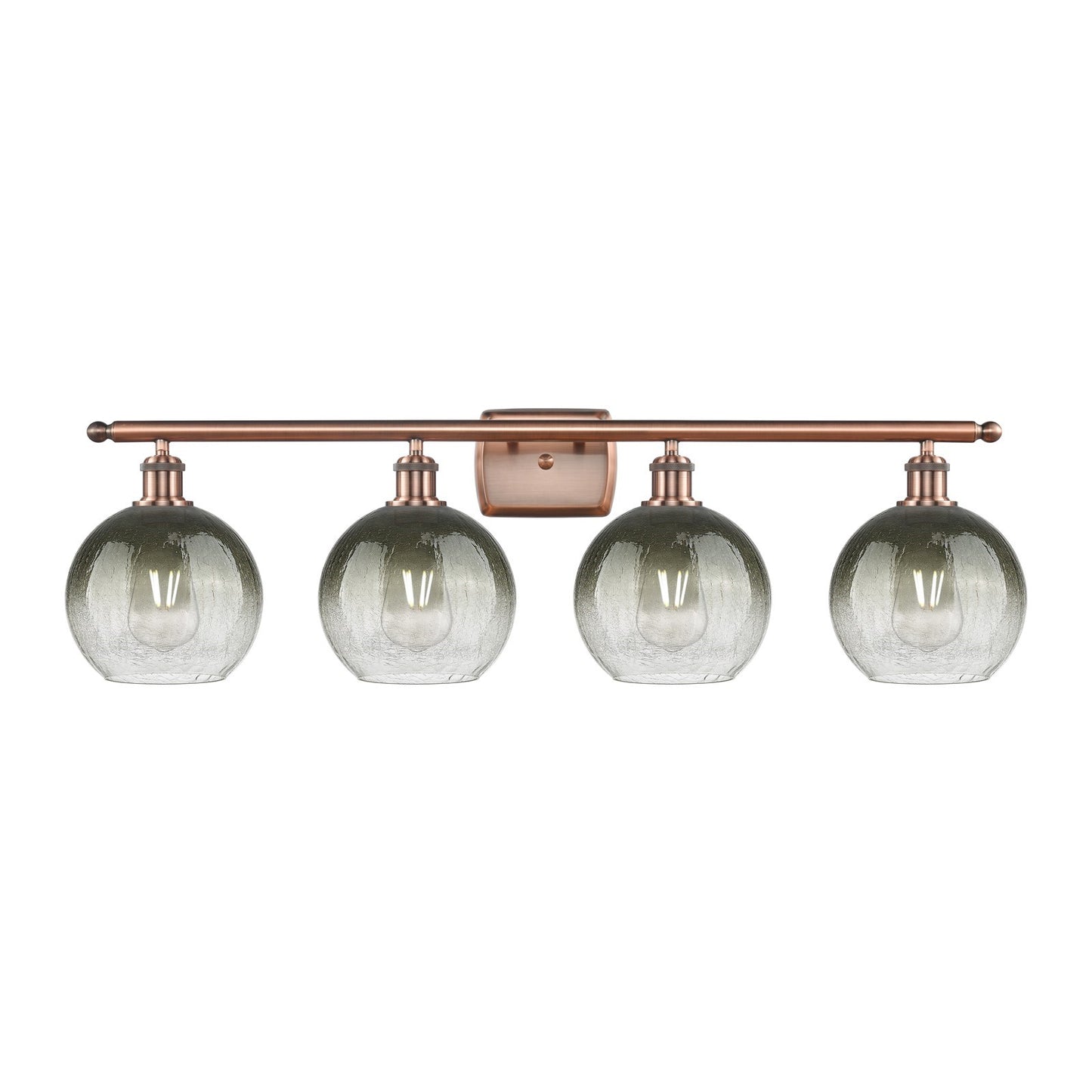 Innovations Brookhaven Globe 38in 4-Light Bath Vanity Light | Industrial Antique Copper and Slate Glass | Bathroom Vanity | Model 516-4W-AC-G483-8SL