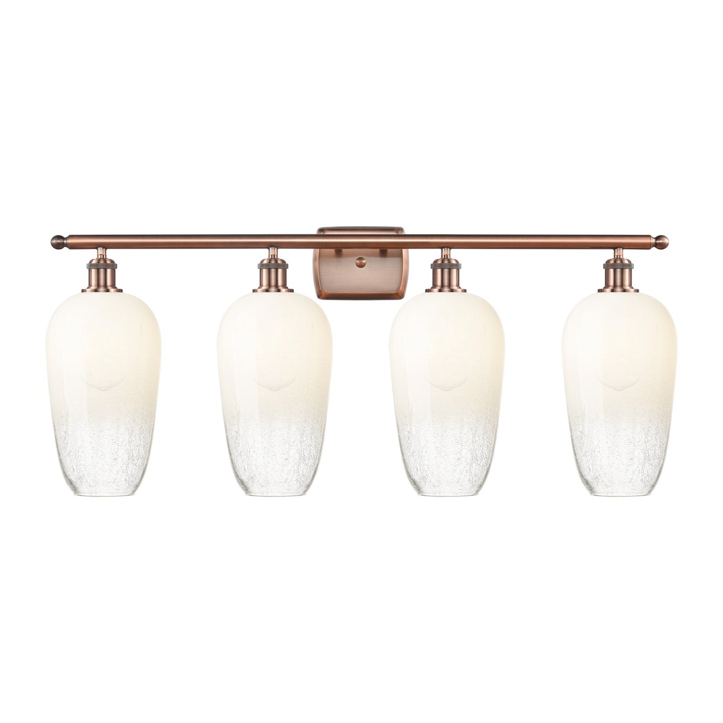 Innovations Brookhaven Flute 37in 4-Light Bath Vanity Light | Industrial Antique Copper Steel and Opal Glass | Bathroom Vanity | Model 516-4W-AC-G484-7OP