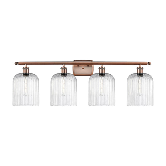 Innovations Bridal Veil 35in 4-Light Bath Vanity Light | Art Nouveau Antique Copper and Seedy Glass | Bathroom Vanity | 35 x | Model 516-4W-AC-G559-8SDY