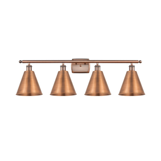 Innovations Berkshire 38in 4-Light Bath Vanity Light | Industrial Antique Copper Steel and Cast Brass with Antique Copper | Model 516-4W-AC-MBC-8-AC-LED