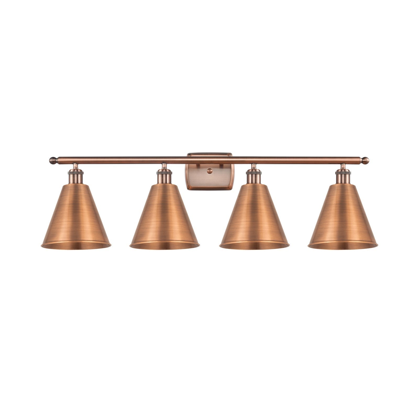 Innovations Berkshire 38in 4-Light Bath Vanity Light | Industrial Antique Copper Steel and Cast Brass with Antique Copper | Model 516-4W-AC-MBC-8-AC-LED