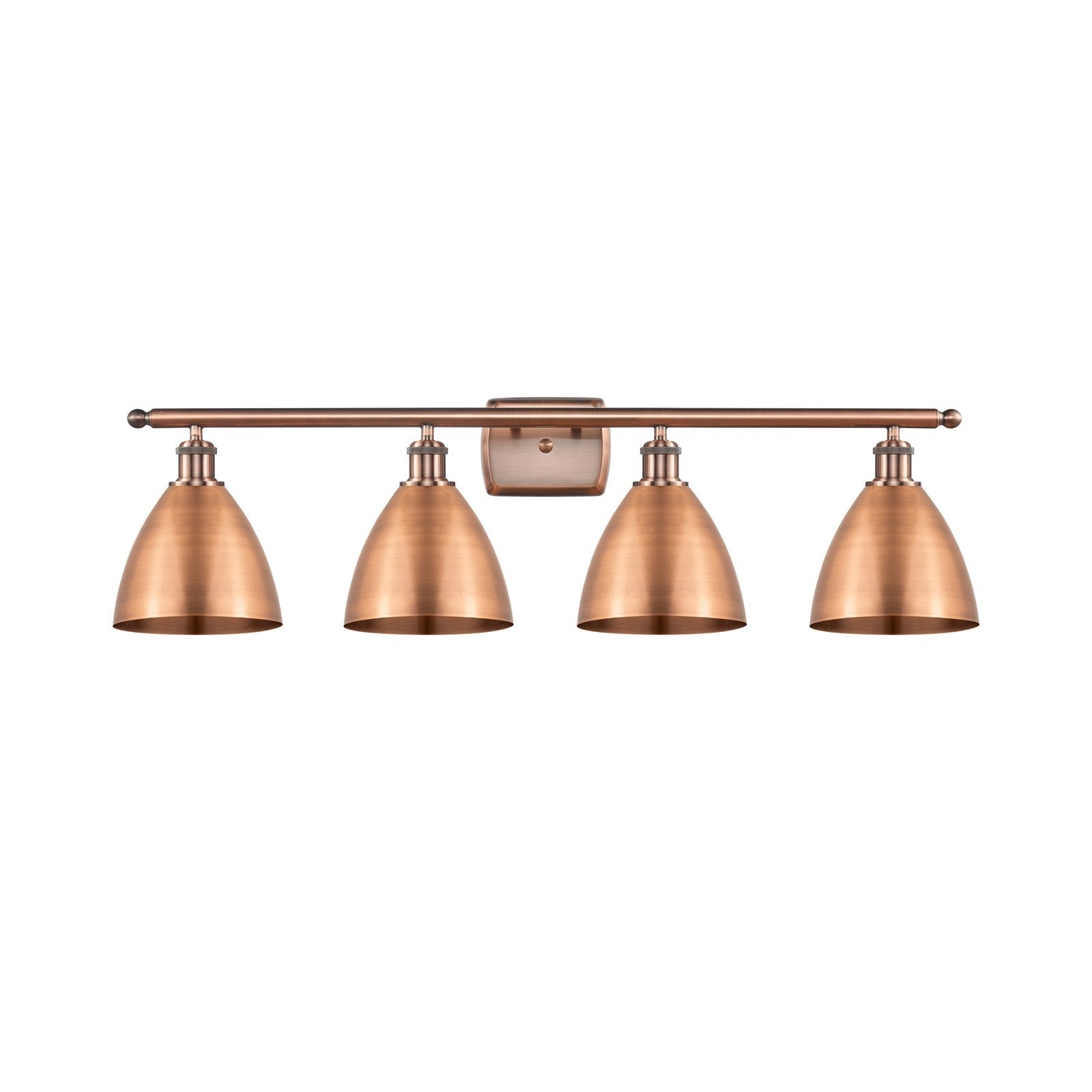 Innovations Bristol 38in 4-Light Bath Vanity | Industrial Farmhouse Antique Copper Steel and Cast Brass Metal Shade | Bathroom | Model 516-4W-AC-MBD-75-AC