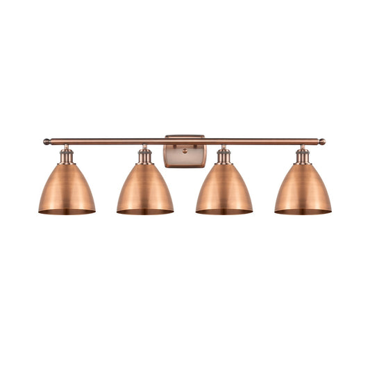 Innovations Bristol 37.5in 4-Light Bath Vanity Light | Industrial Antique Copper Metal and Antique Copper Metal Shade | Model 516-4W-AC-MBD-75-AC-LED