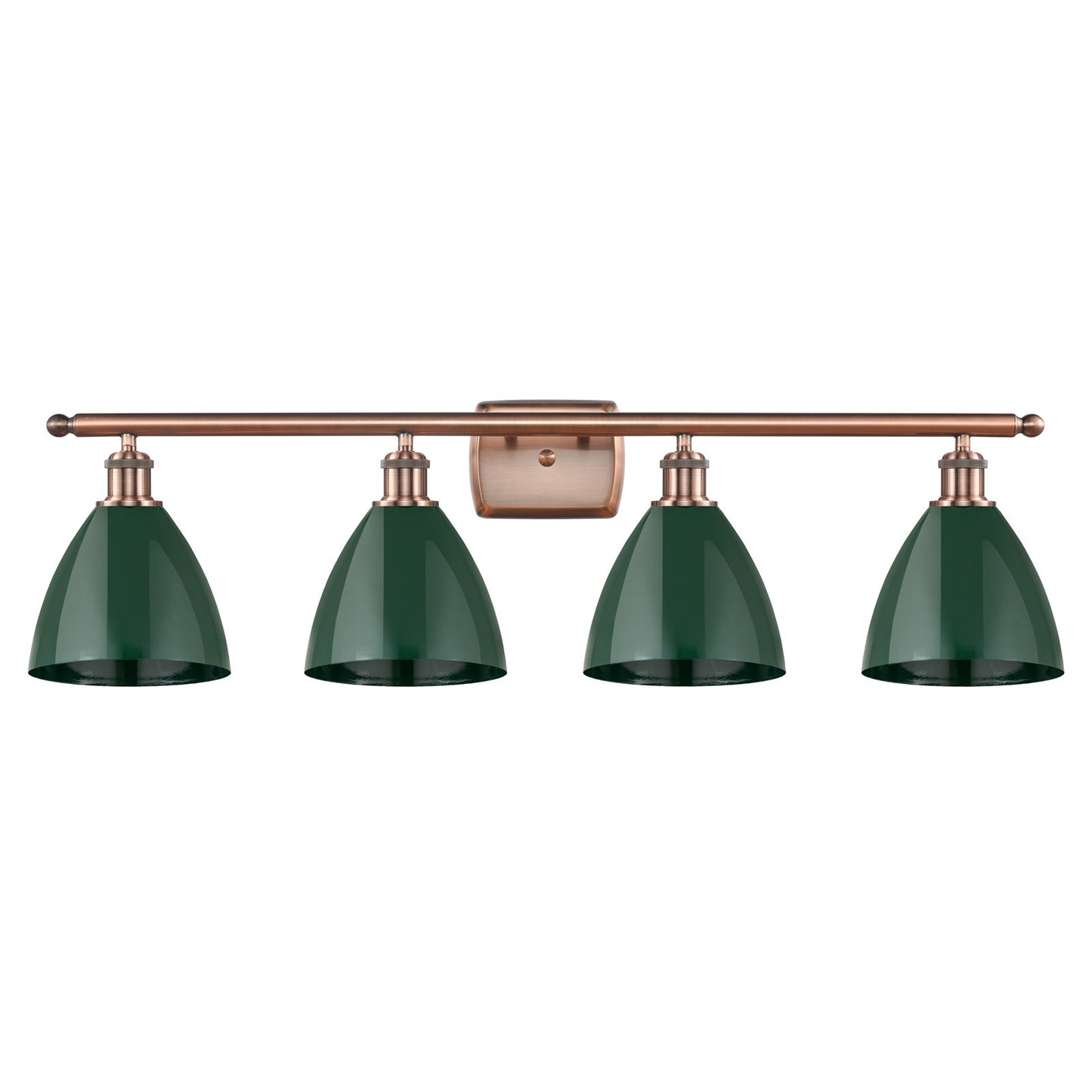Innovations Plymouth 38in 4-Light Bath Vanity Light | Industrial Antique Copper and Matte Green Metal | Kitchen & Bathroom | Model 516-4W-AC-MBD-75-GR