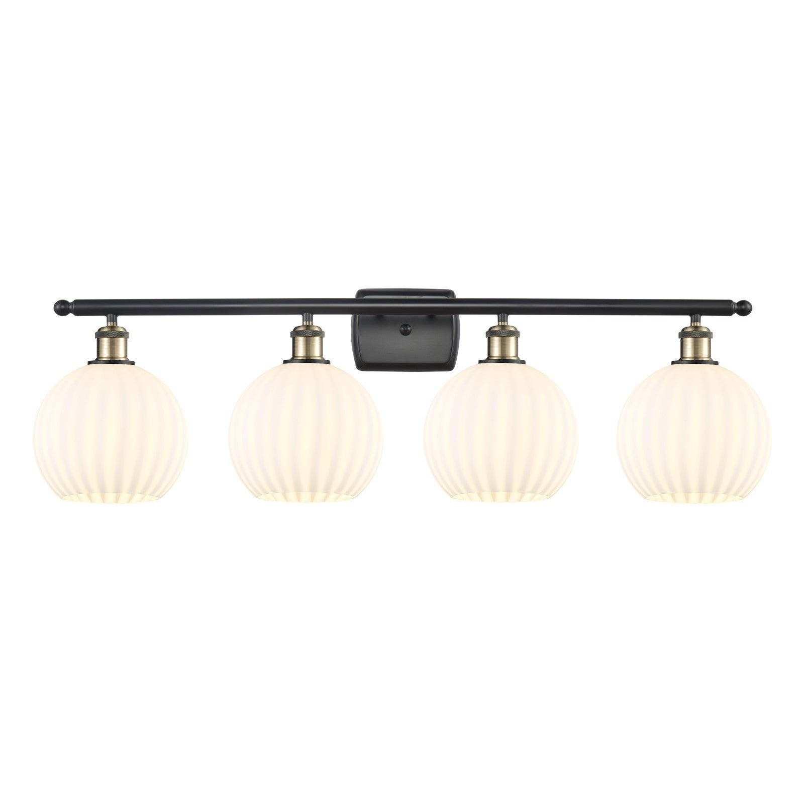 Innovations White Venetian 38in 4-Light Bath Vanity Light | Art Nouveau Modern Black Antique Brass and White Venetian Glass | Model 516-4W-BAB-G1217-8WV