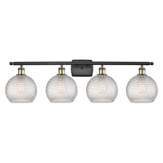 Innovations Athens 38in 4-Light Bath Vanity Light | Modern Farmhouse Black Antique Brass and Clear Basket Weave Glass | Damp | Model 516-4W-BAB-G122C-8CL