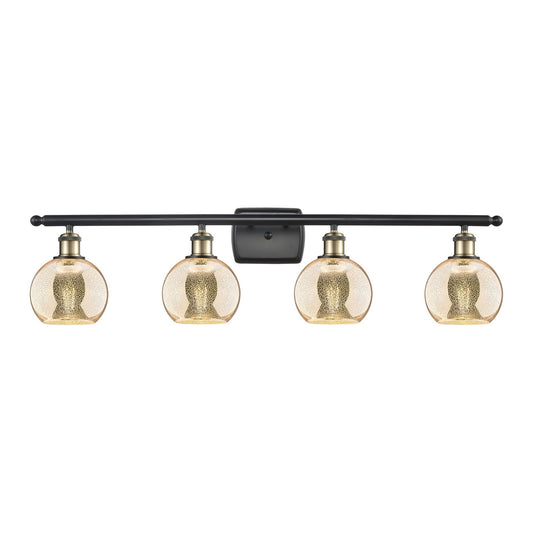 Innovations Athens 36in 4-Light Bath Vanity Light | Industrial Black Antique Brass and Mercury Glass | Bathroom Vanity | 35.88 x | Model 516-4W-BAB-G128-6