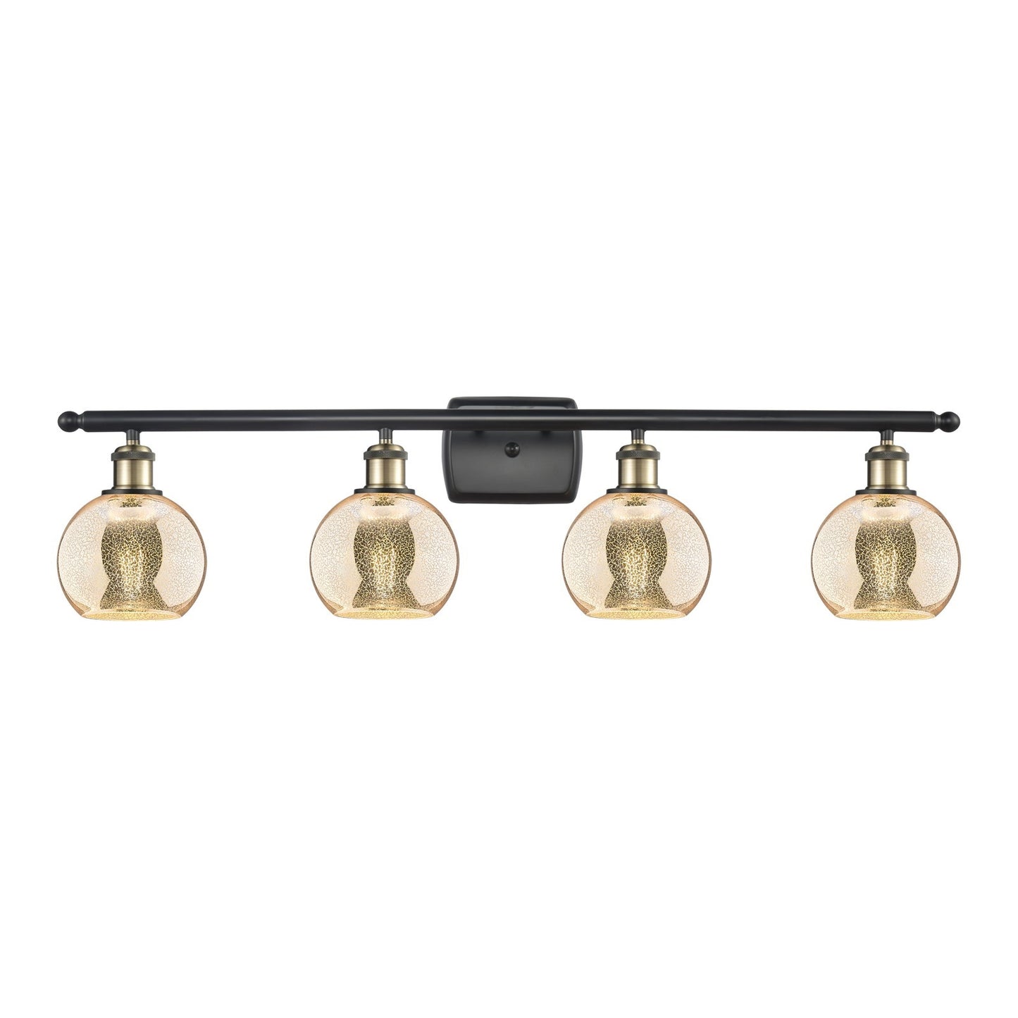 Innovations Athens 36in 4-Light Bath Vanity Light | Industrial Black Antique Brass and Mercury Glass | Bathroom Vanity | 35.88 x | Model 516-4W-BAB-G128-6