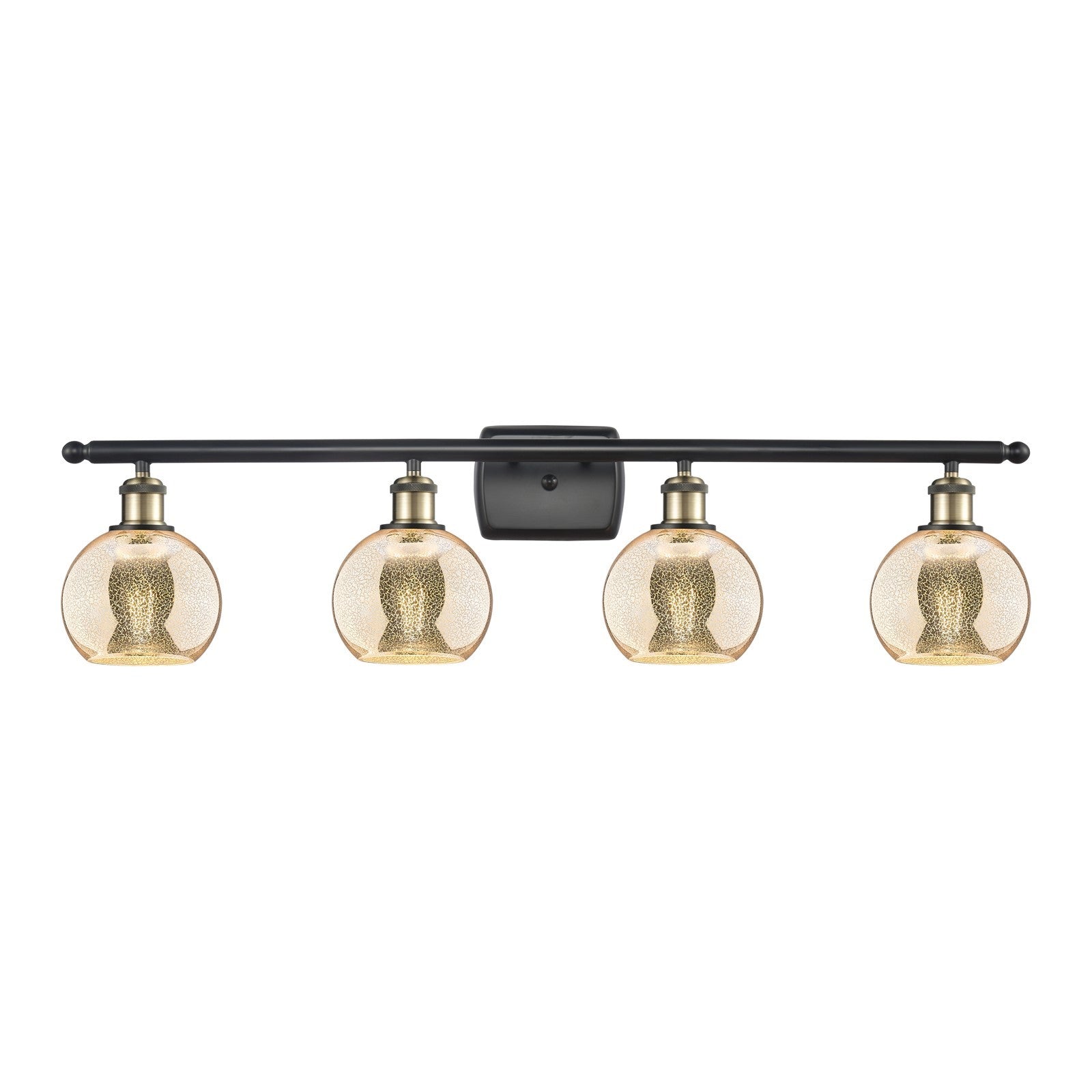 Innovations Athens 36in 4-Light Bath Vanity Light | Industrial Black Antique Brass and Mercury Glass | Bathroom Vanity | 35.88 x | Model 516-4W-BAB-G128-6