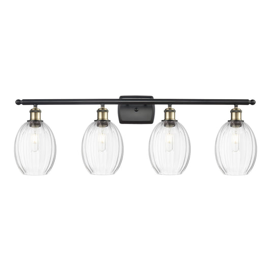 Innovations Preston Bulb 36in 4-Light Bath Vanity Light | Industrial Black Antique Brass and Clear Glass | Bathroom Vanity | Model 516-4W-BAB-G459-6CL