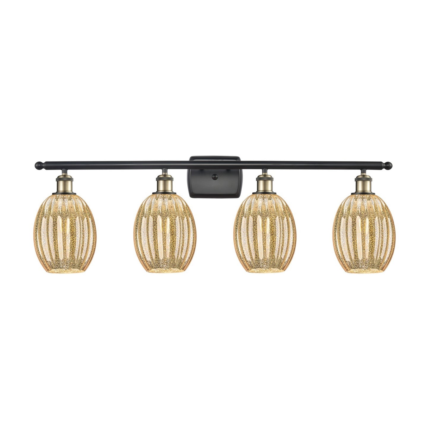 Innovations Preston Bulb 36in 4-Light Bath Vanity Light | Industrial Black Antique Brass and Mercury Glass | Bathroom Vanity | Model 516-4W-BAB-G459-6ME