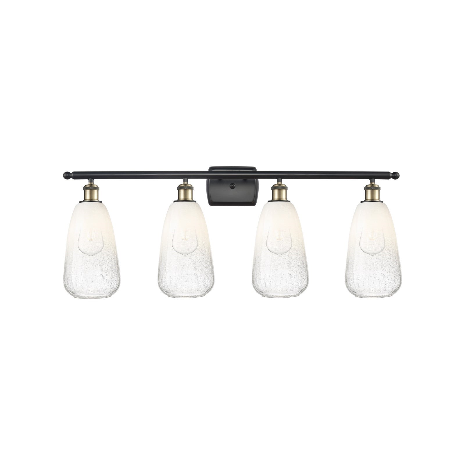 Innovations Brookhaven Almond 36in 4-Light Bath Vanity Light | Industrial Black Antique Brass and Opal Glass | Bathroom Vanity | Model 516-4W-BAB-G480-6OP