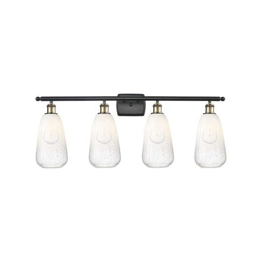 Innovations Brookhaven Almond 36in 4-Light Bath Vanity Light | Industrial Black Antique Brass and Opal Glass | Bathroom Vanity | Model 516-4W-BAB-G480-6OP