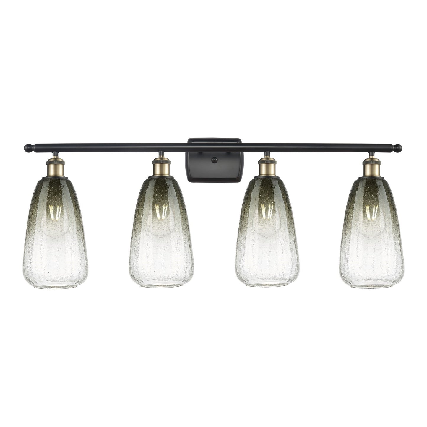 Innovations Brookhaven Almond 36in 4-Light Bath Vanity Light | Industrial Black Antique Brass and Slate Glass | Bathroom | Model 516-4W-BAB-G480-6SL