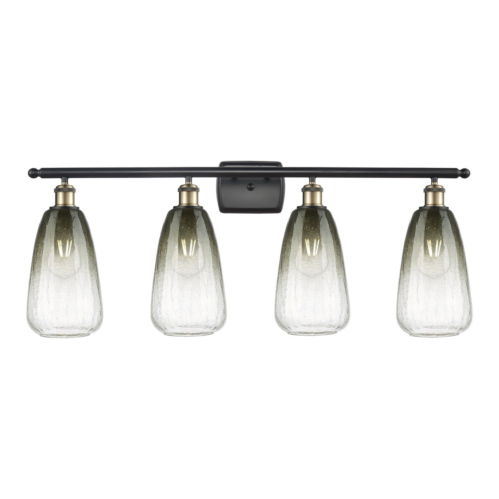 Innovations Brookhaven Almond 36in 4-Light Bath Vanity Light | Industrial Black Antique Brass and Slate Glass | Bathroom | Model 516-4W-BAB-G480-6SL