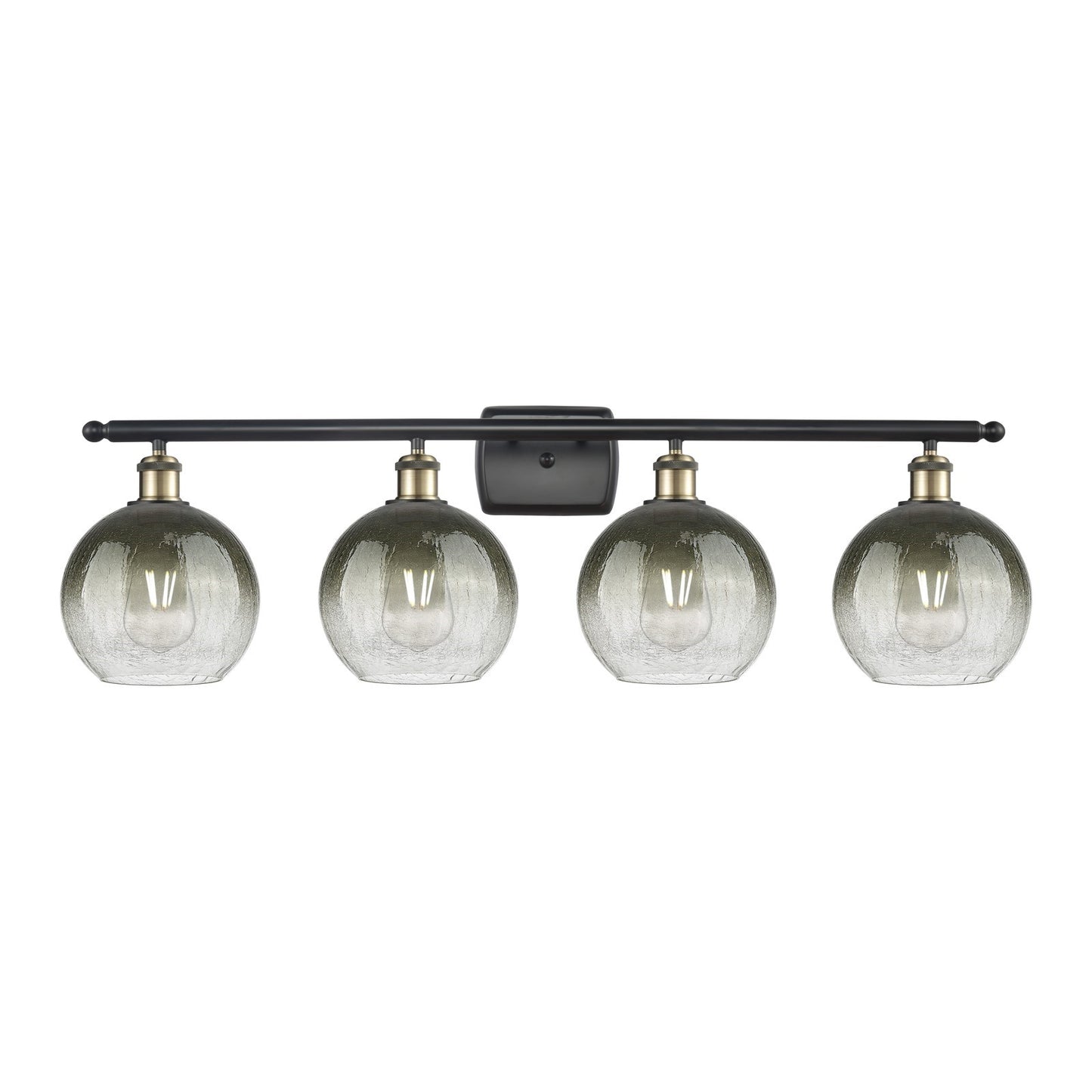 Innovations Brookhaven Globe 38in 4-Light Bath Vanity Light | Industrial Black Antique Brass and Slate Glass | Bathroom Vanity | Model 516-4W-BAB-G483-8SL