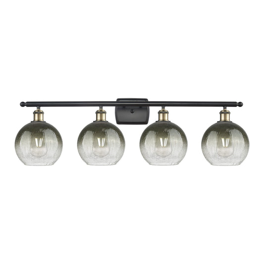 Innovations Brookhaven Globe 38in 4-Light Bath Vanity Light | Industrial Black Antique Brass and Slate Glass | Bathroom Vanity | Model 516-4W-BAB-G483-8SL