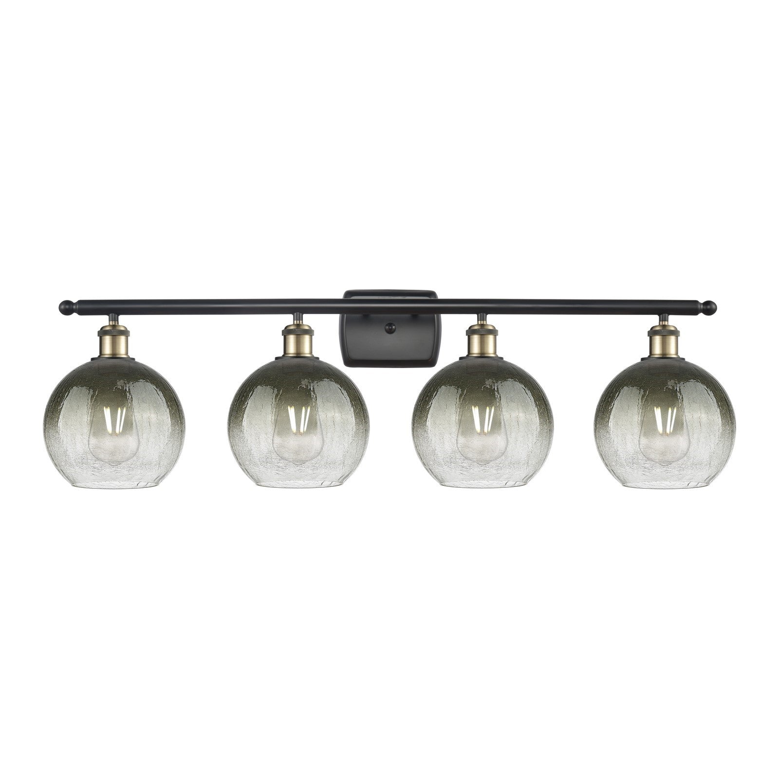 Innovations Brookhaven Globe 38in 4-Light Bath Vanity Light | Industrial Black Antique Brass and Slate Glass | Bathroom Vanity | Model 516-4W-BAB-G483-8SL