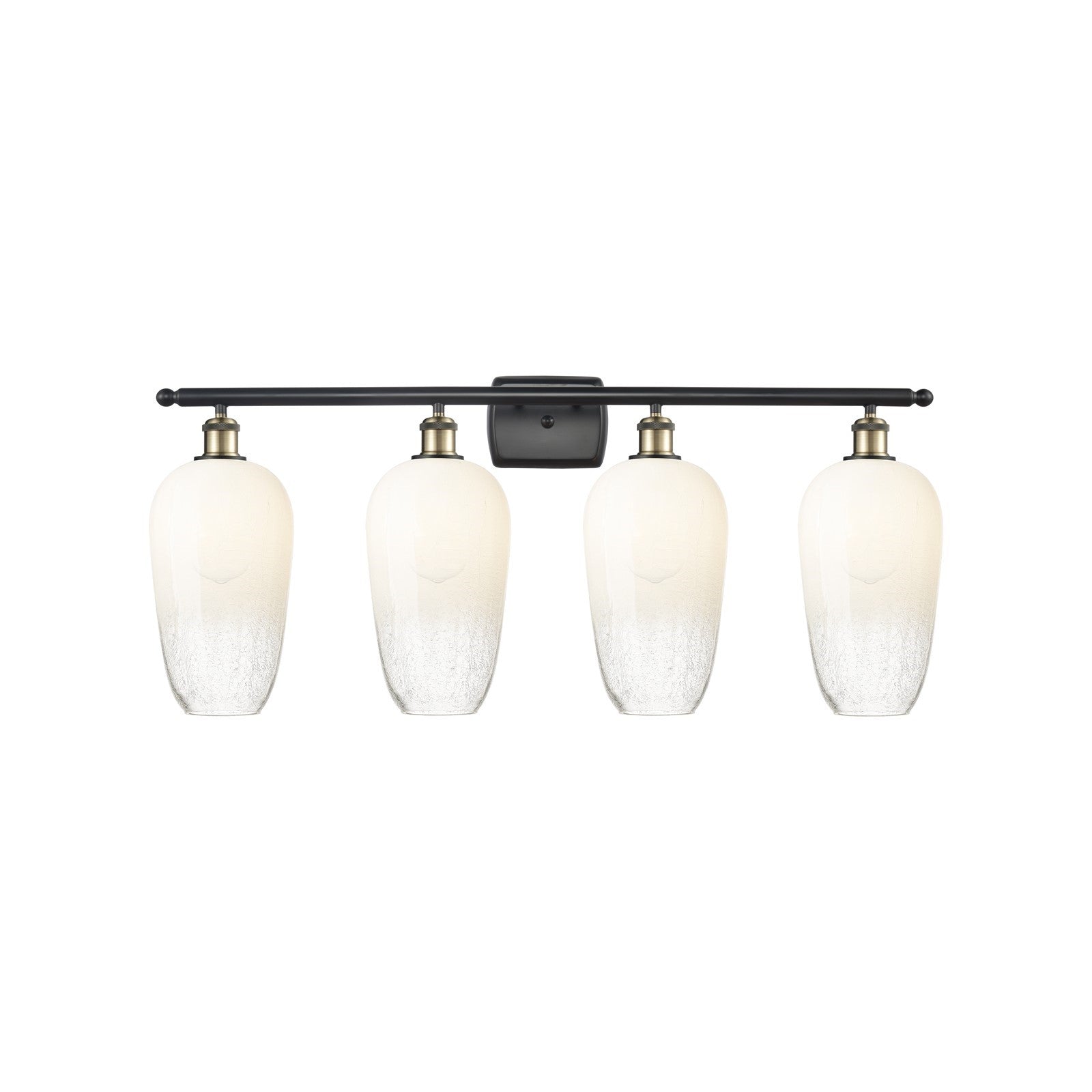 Innovations Brookhaven Flute 37in 4-Light Bath Vanity Light | Industrial Black Antique Brass and Opal Glass | Bathroom Vanity | Model 516-4W-BAB-G484-7OP