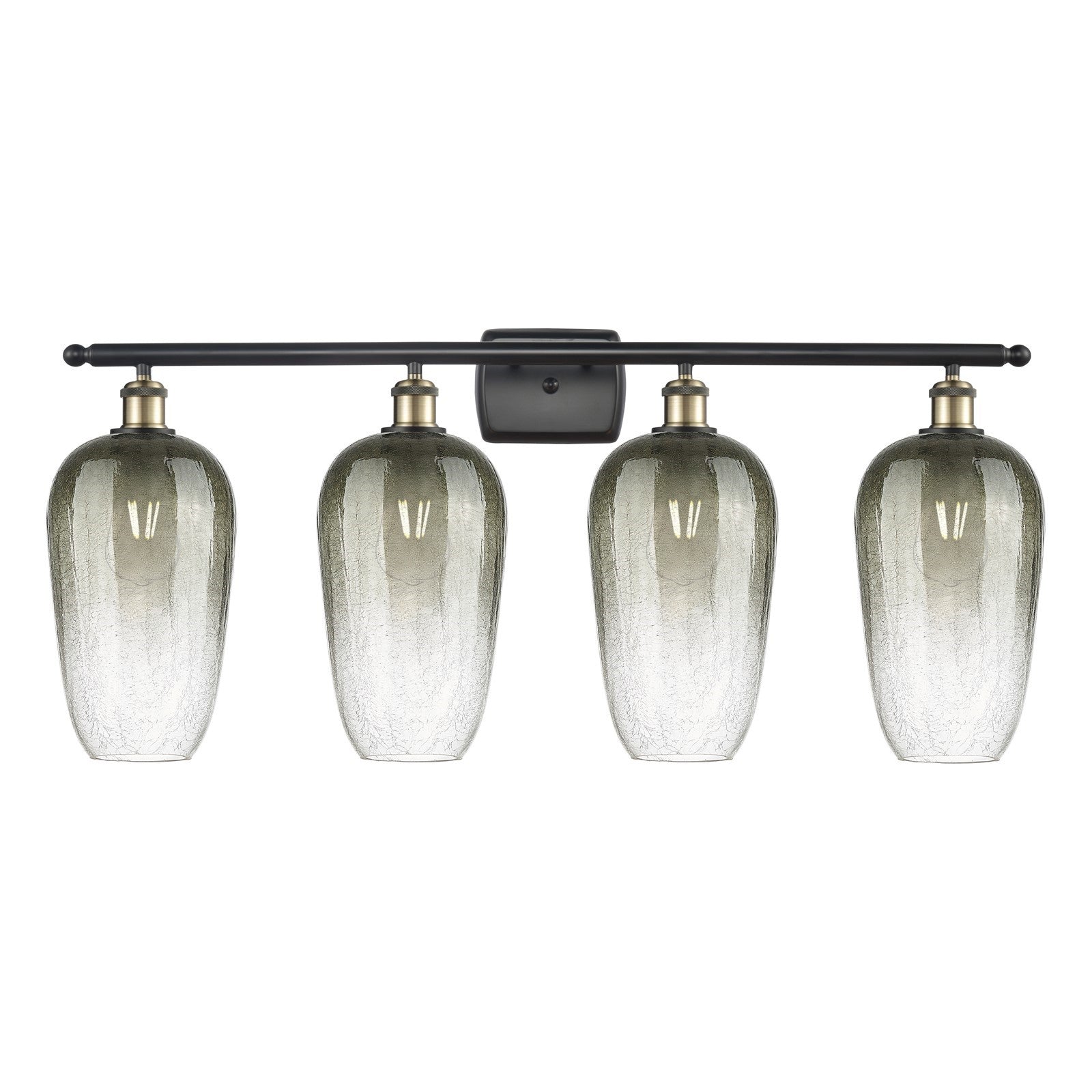 Innovations Brookhaven Flute 37in 4-Light Bath Vanity Light | Industrial Black Antique Brass and Slate Glass | Bathroom Vanity | Model 516-4W-BAB-G484-7SL