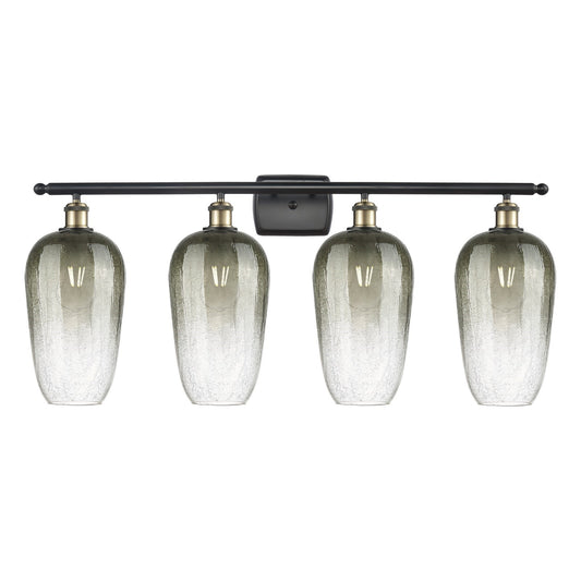 Innovations Brookhaven Flute 37in 4-Light Bath Vanity Light | Industrial Black Antique Brass and Slate Glass | Bathroom Vanity | Model 516-4W-BAB-G484-7SL