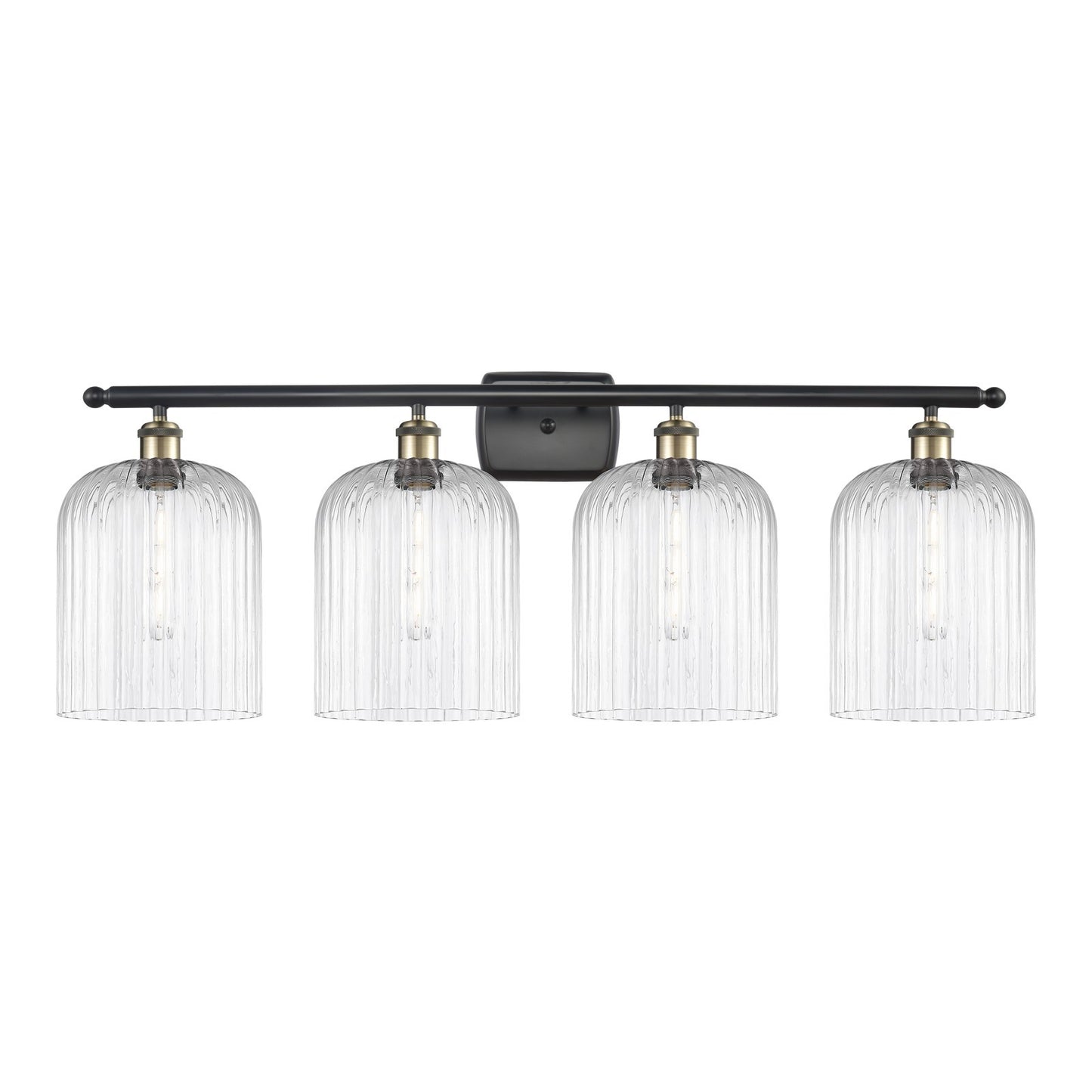 Innovations Bridal Veil 35in 4-Light Bath Vanity Light | Art Nouveau Black Antique Brass and Clear Ribbed Glass | Bathroom | Model 516-4W-BAB-G559-8CL