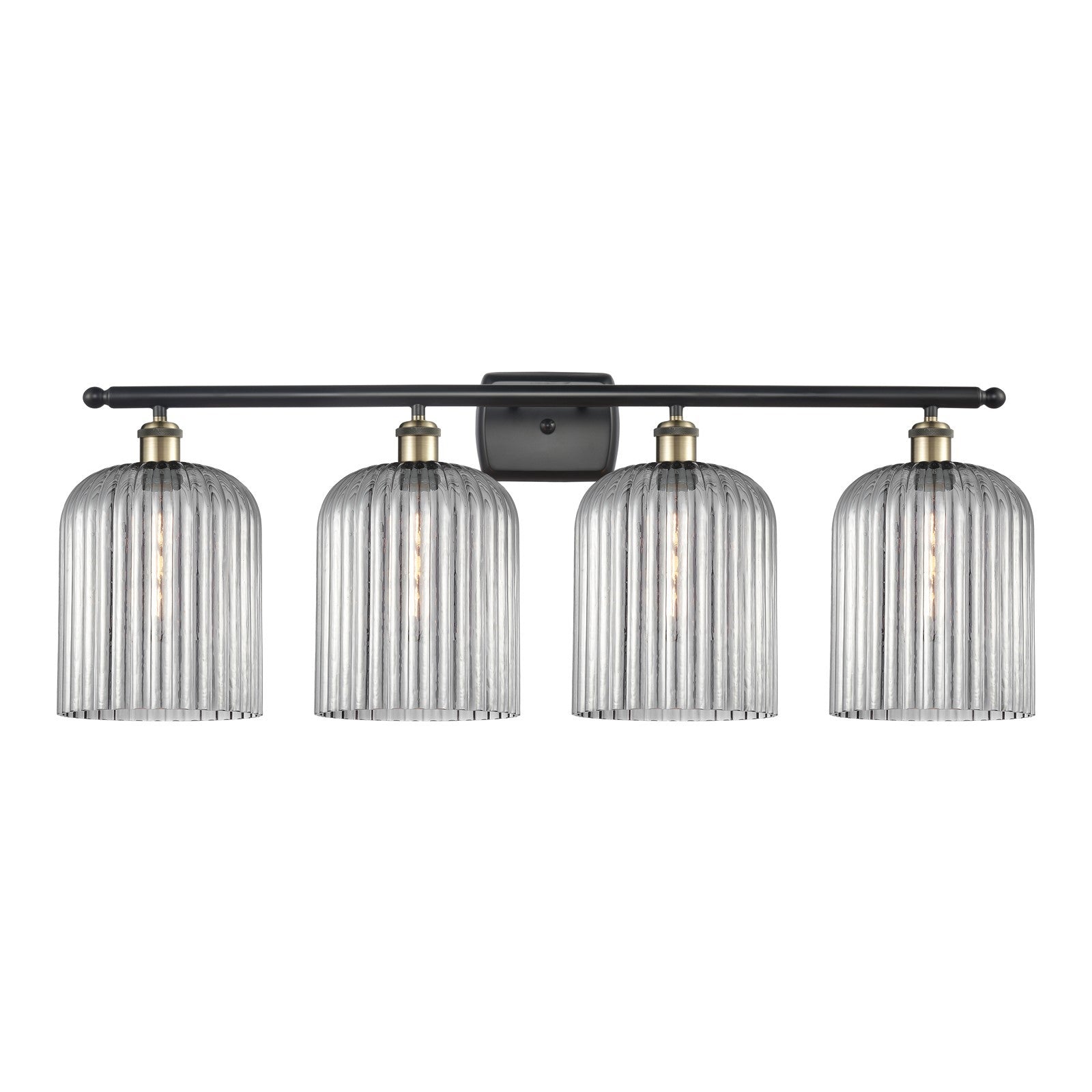 Innovations Bridal Veil 35in 4-Light Bath Vanity Light | Art Nouveau Black Antique Brass and Light Smoke Ribbed Glass | Model 516-4W-BAB-G559-8SM