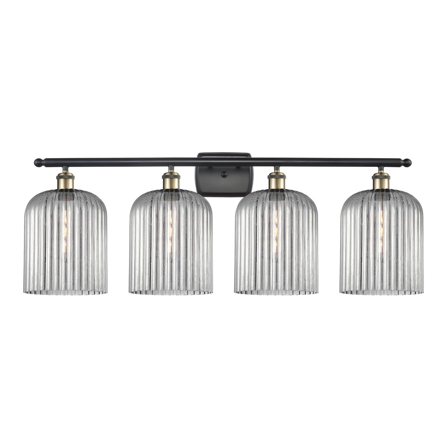 Innovations Bridal Veil 35in 4-Light Bath Vanity Light | Art Nouveau Black Antique Brass and Light Smoke Ribbed Glass | Model 516-4W-BAB-G559-8SM