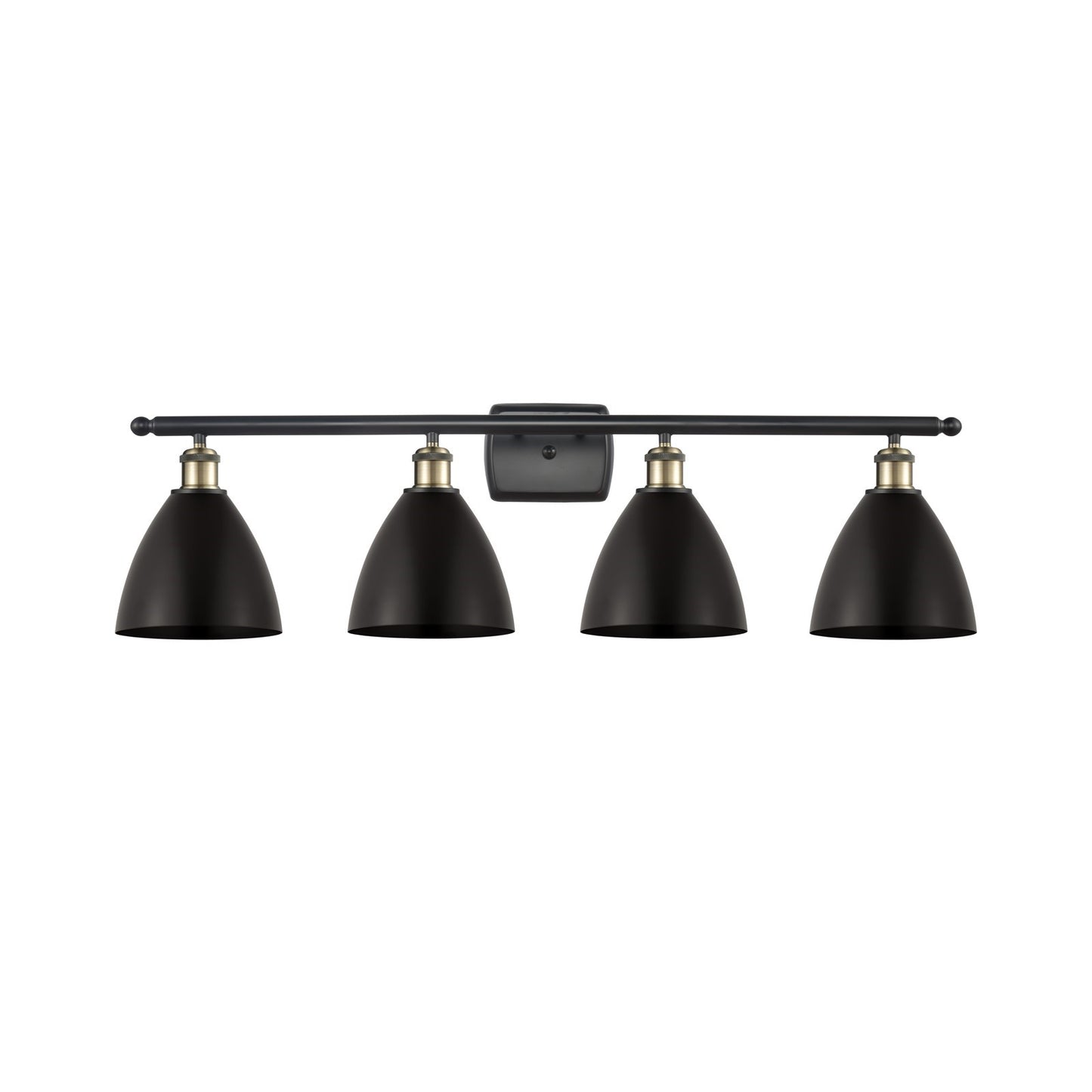 Innovations Bristol 38in 4-Light Bath Vanity Light | Industrial Black Antique Brass and Matte Black Metal Shade | Model 516-4W-BAB-MBD-75-BK-LED