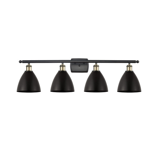 Innovations Bristol 38in 4-Light Bath Vanity Light | Industrial Black Antique Brass and Matte Black Metal Shade | Model 516-4W-BAB-MBD-75-BK-LED