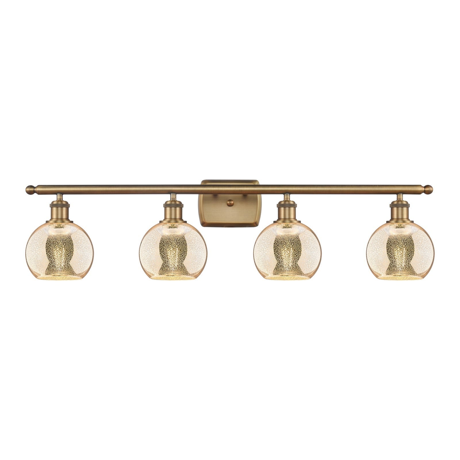Innovations Athens 36in 4-Light Bath Vanity Light | Industrial Brushed Brass and Mercury Glass | Bathroom Vanity | 35.88 x 8.88 x | Model 516-4W-BB-G128-6