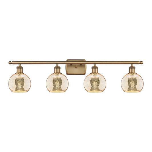 Innovations Athens 36in 4-Light Bath Vanity Light | Industrial Brushed Brass and Mercury Glass | Bathroom Vanity | 35.88 x 8.88 x | Model 516-4W-BB-G128-6