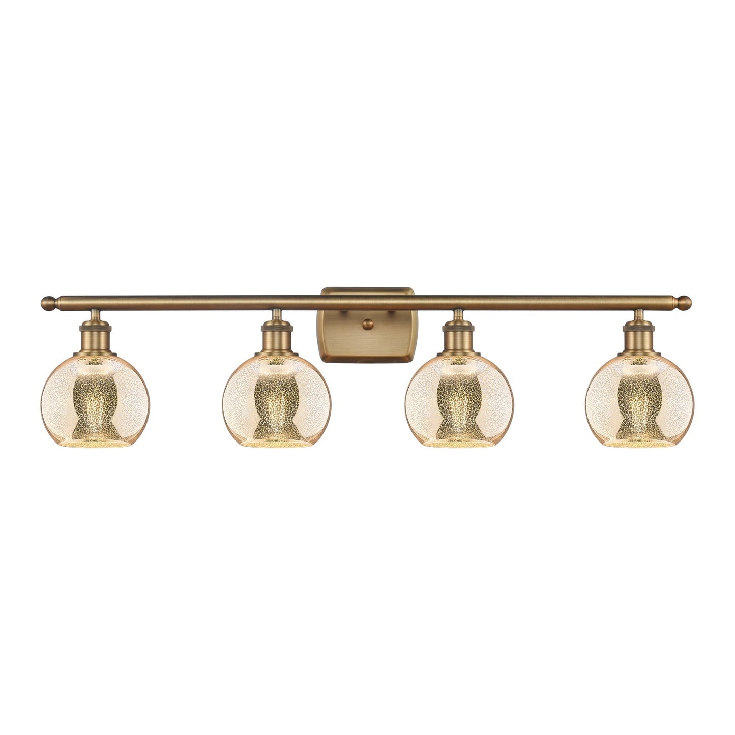 Innovations Athens 36in 4-Light Bath Vanity Light | Industrial Brushed Brass and Mercury Glass | Bathroom Vanity | 35.88 x 8.88 x | Model 516-4W-BB-G128-6