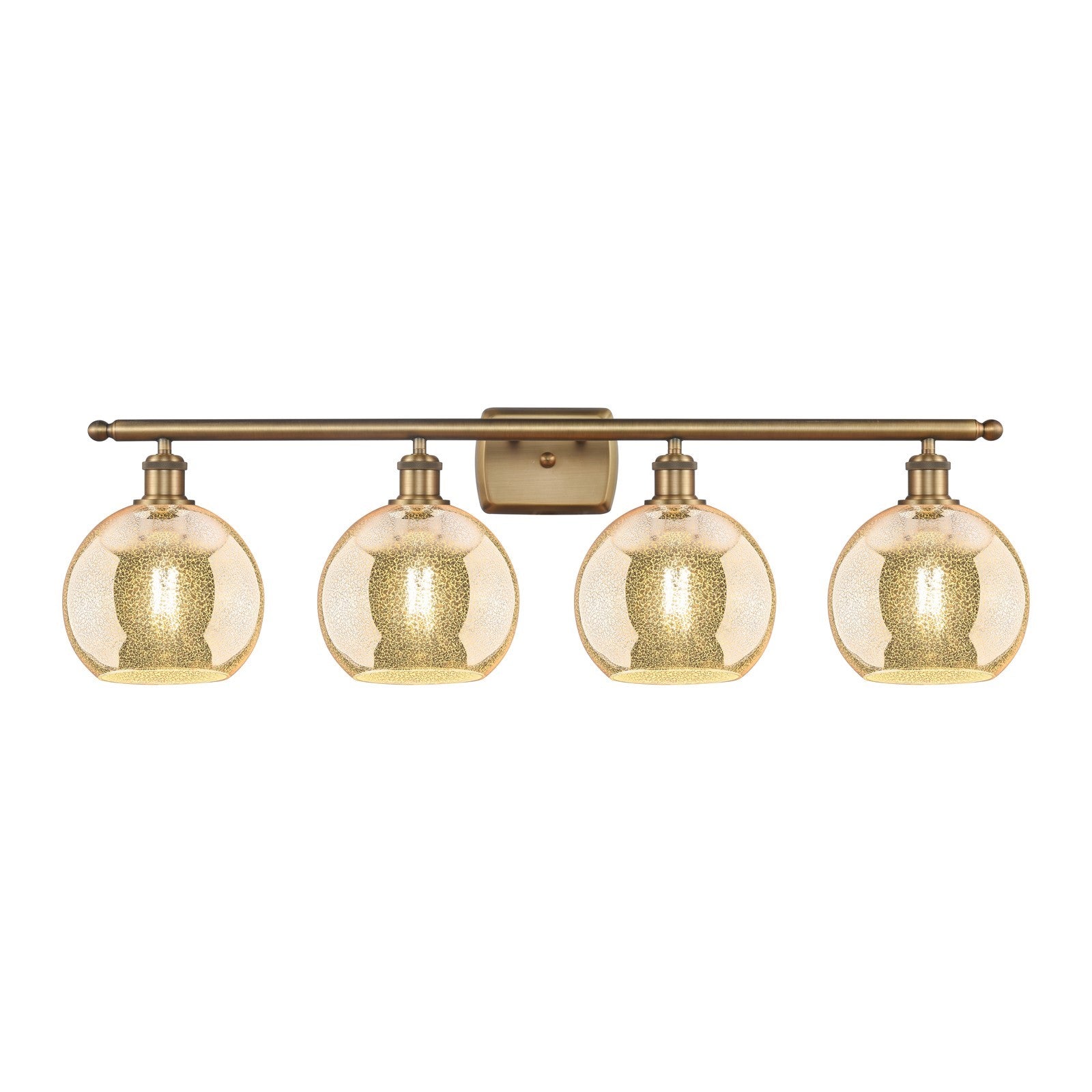 Innovations Athens 38in 4-Light Bath Vanity Light | Industrial Brushed Brass and Mercury Glass | Bathroom Vanity | 38 x 11 x 8.12 | Model 516-4W-BB-G128-8